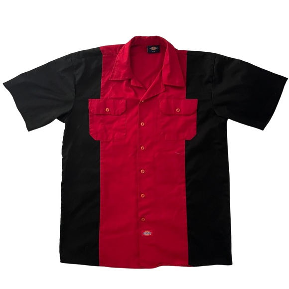 Dickies red & black retro collared button-up - men’s large - Picture 1 of 6